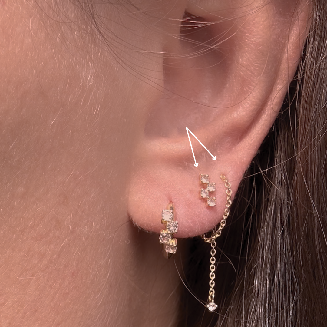 Embroidered Stone Drop Earring
