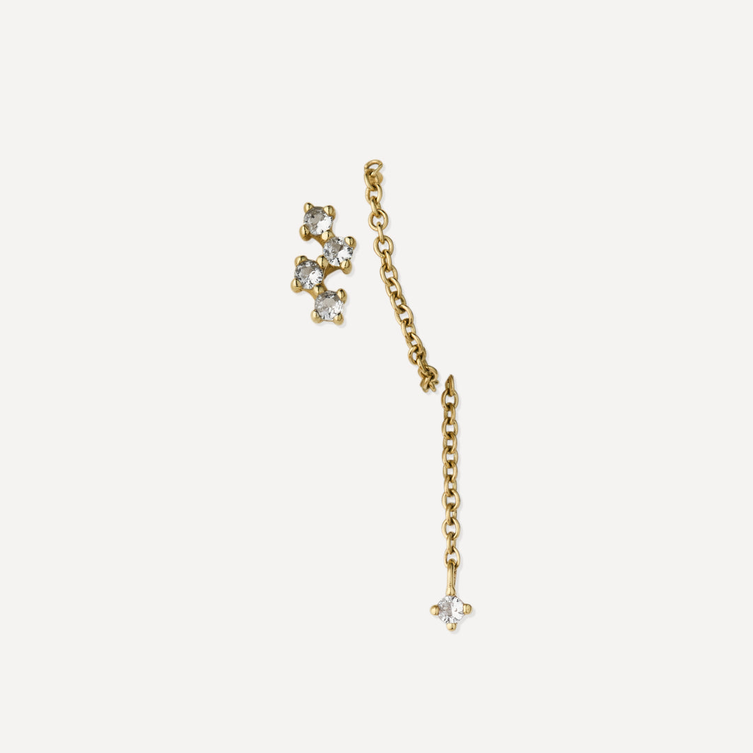 Embroidered Stone Drop Earring
